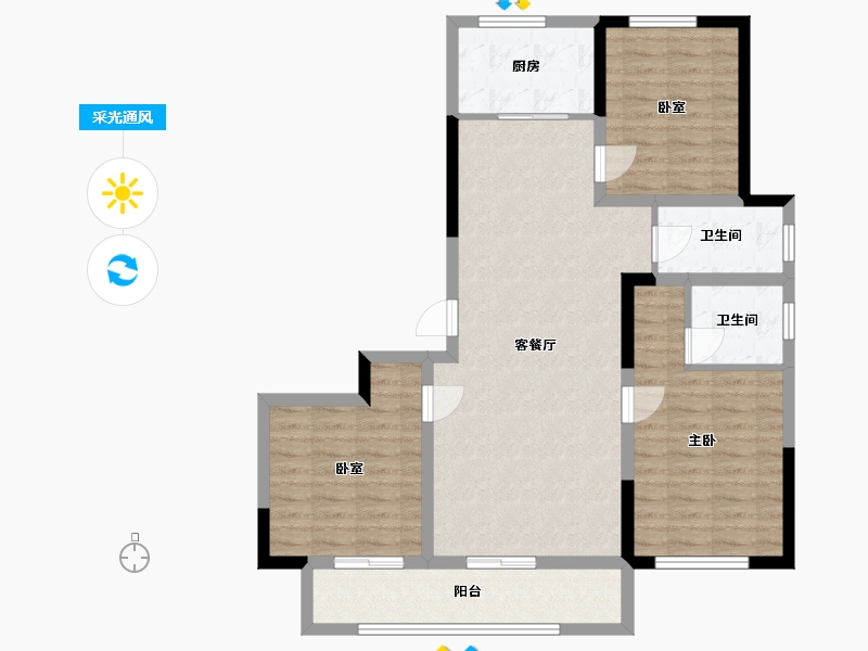 山东省-泰安市-泮河龙韵-95.20-户型库-采光通风