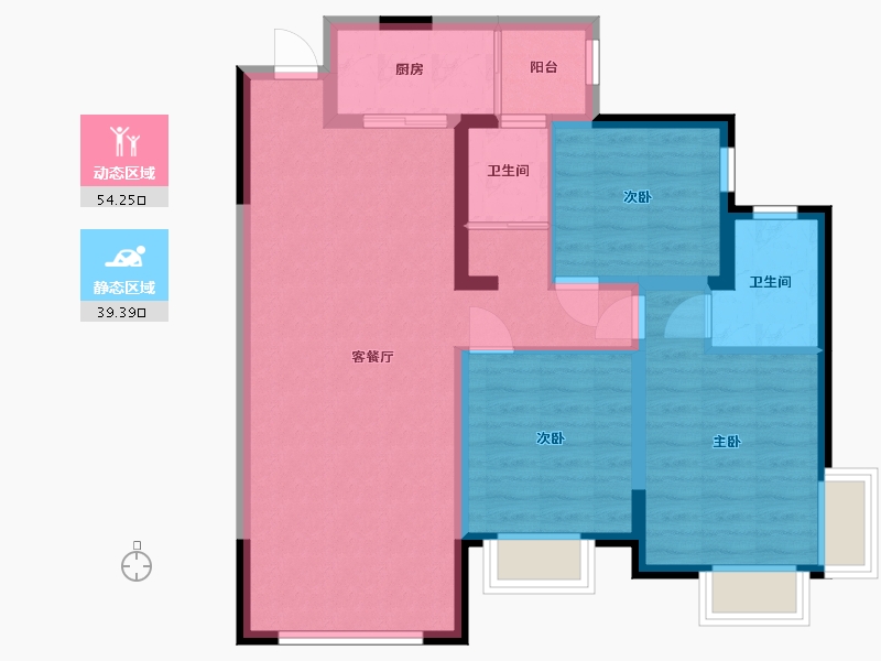 新疆维吾尔自治区-哈密地区-鎏金华府-100.07-户型库-动静分区