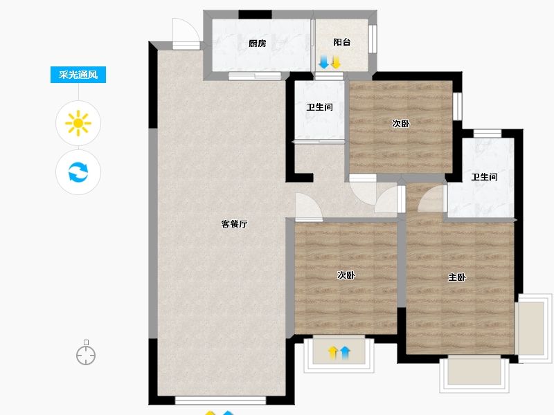 新疆维吾尔自治区-哈密地区-鎏金华府-100.07-户型库-采光通风