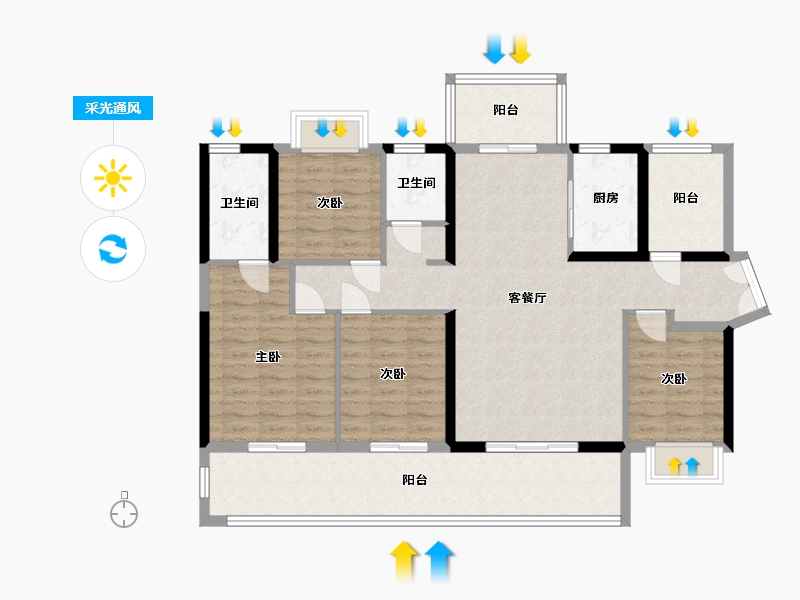 广东省-汕头市-璟珑湾-114.40-户型库-采光通风