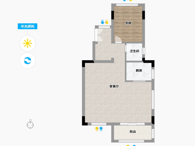 福建省-福州市-阳光城象屿登云湖-60.00-户型库-采光通风