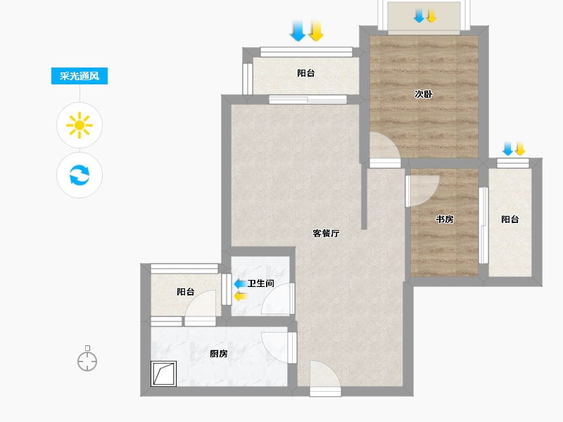 贵州省-遵义市-太子湾-59.26-户型库-采光通风