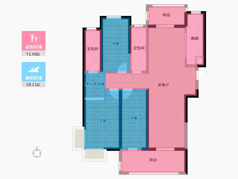 陕西省-西安市-高科麓湾4期-96.00-户型库-动静分区