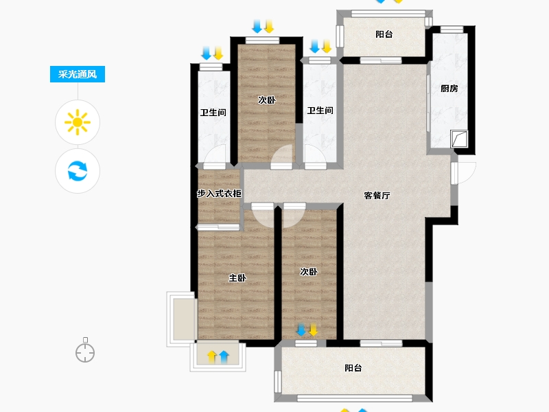 陕西省-西安市-高科麓湾4期-96.00-户型库-采光通风