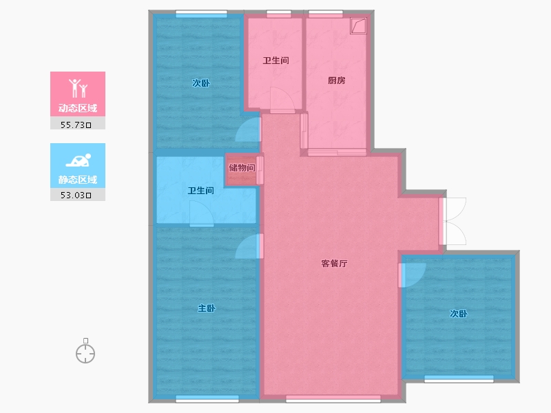 黑龙江省-哈尔滨市-工大家园-115.29-户型库-动静分区