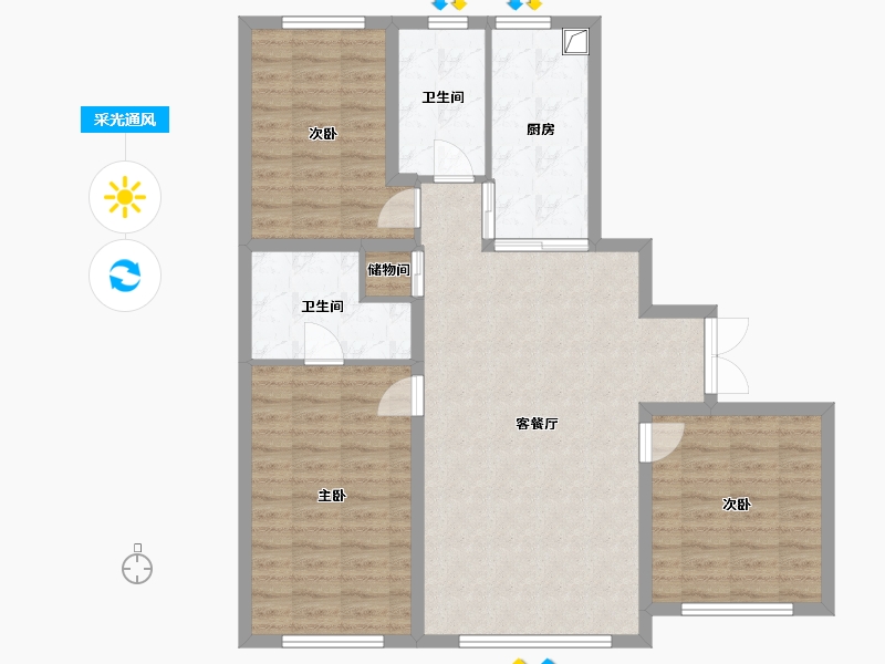 黑龙江省-哈尔滨市-工大家园-115.29-户型库-采光通风