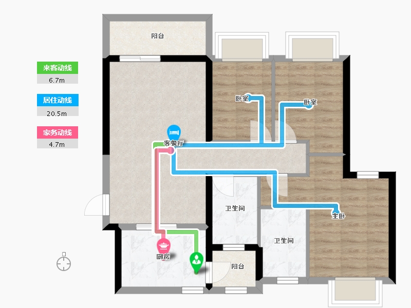 广东省-佛山市-恒大悦珑台-76.80-户型库-动静线