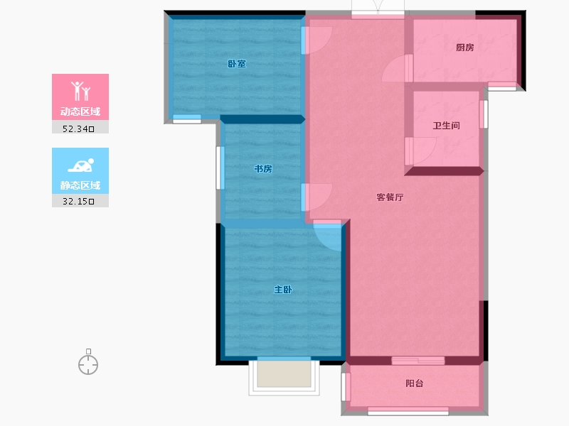 河南省-新乡市-万新弘文苑-85.38-户型库-动静分区