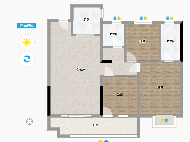 山东省-菏泽市-麟珑印-91.20-户型库-采光通风