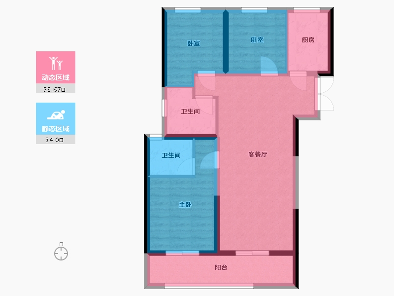 河南省-郑州市-永威西郡-88.80-户型库-动静分区