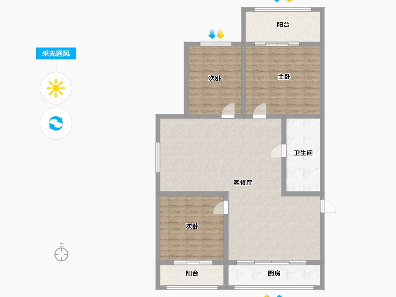 北京-北京市-上庄家园小区-东区-123.00-户型库-采光通风