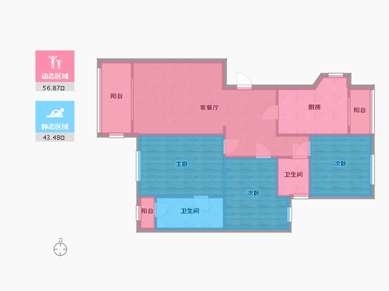 湖北省-宜昌市-东山花园社区-105.00-户型库-动静分区