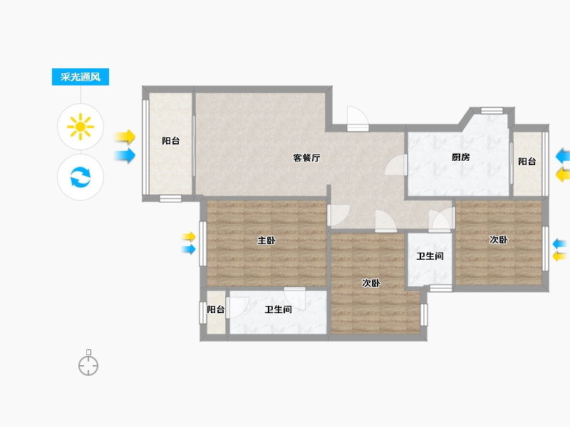 湖北省-宜昌市-东山花园社区-105.00-户型库-采光通风