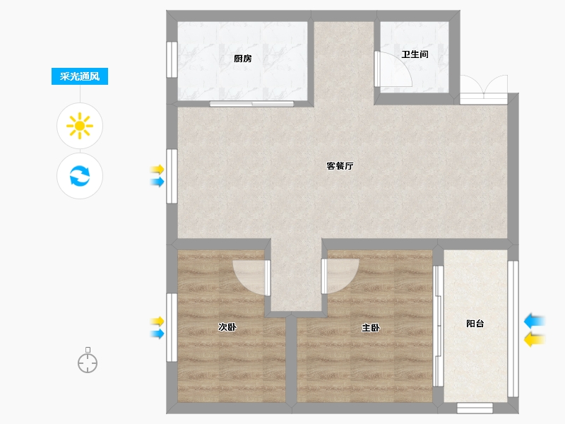 浙江省-杭州市-皮市巷-56.90-户型库-采光通风