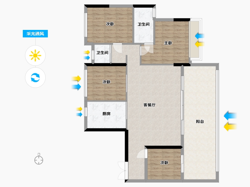 贵州省-遵义市-安得华府-103.59-户型库-采光通风