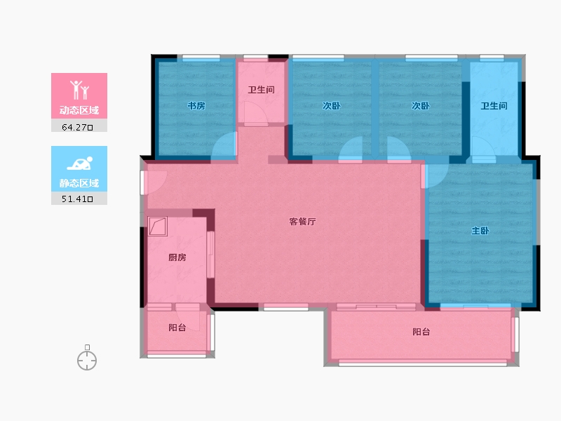 重庆-重庆市-重庆市合川区金科集美江山B1地块-102.40-户型库-动静分区