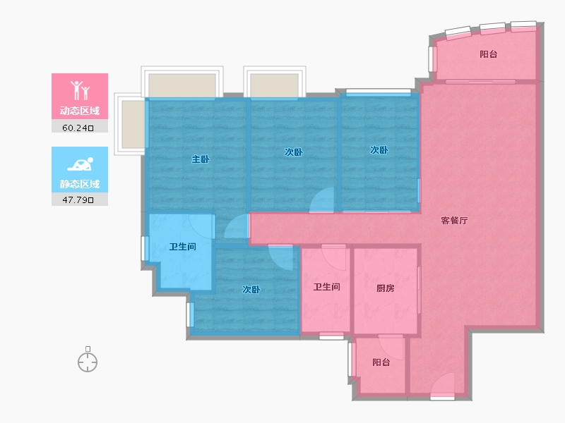 广东省-广州市-新塘新世界花园-万象苑-95.60-户型库-动静分区