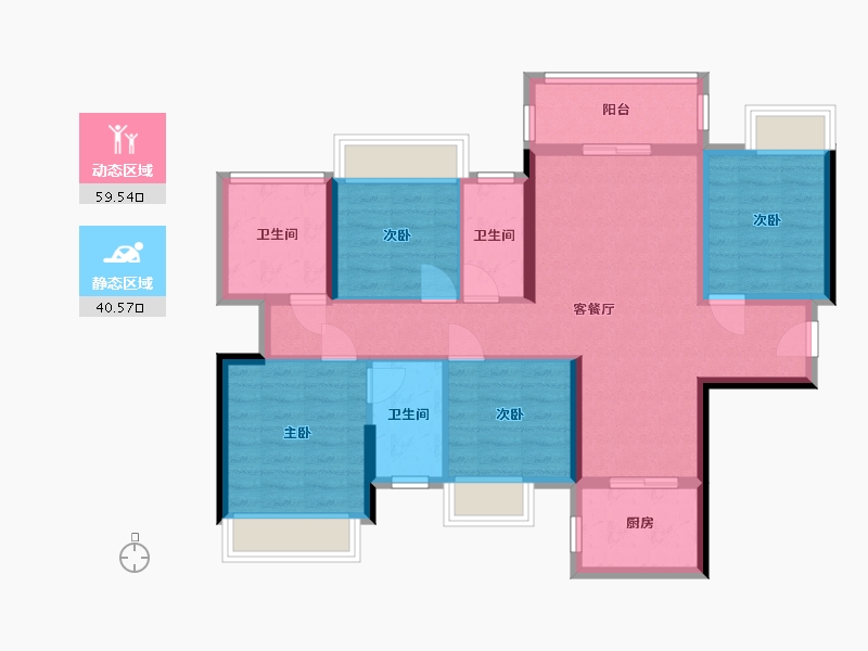 广西壮族自治区-南宁市-嘉逸城项目部-89.77-户型库-动静分区