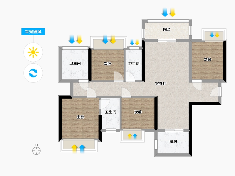 广西壮族自治区-南宁市-嘉逸城项目部-89.77-户型库-采光通风