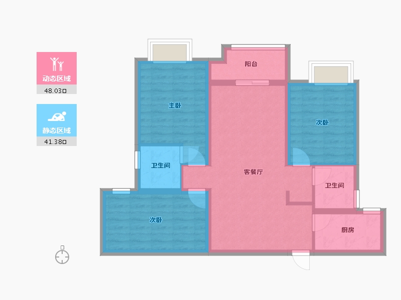 湖南省-长沙市-招商华发依云曦城-90.40-户型库-动静分区