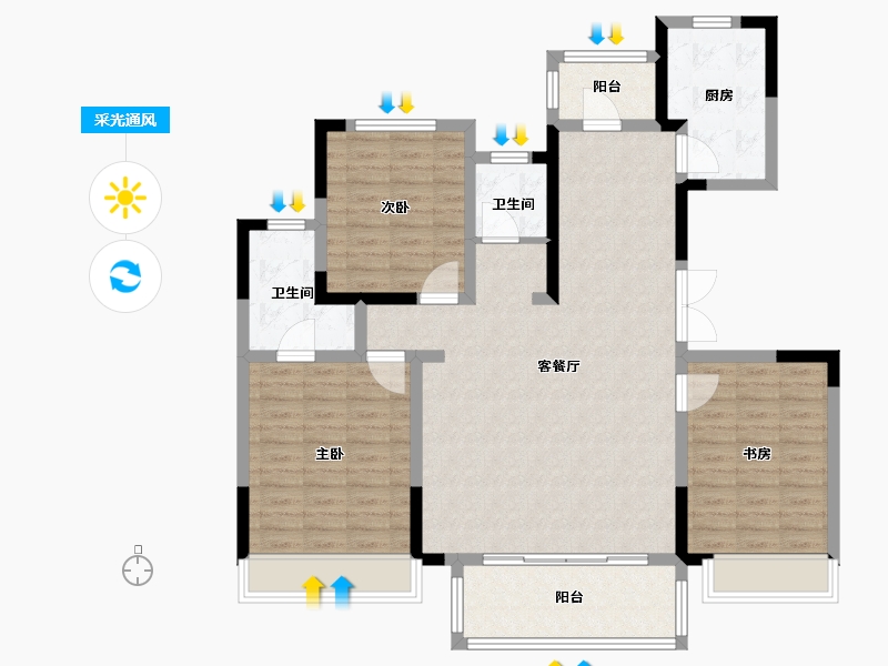 河南省-洛阳市-建业定鼎府五期-113.60-户型库-采光通风