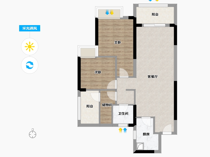 广东省-河源市-雅居乐新地-72.81-户型库-采光通风