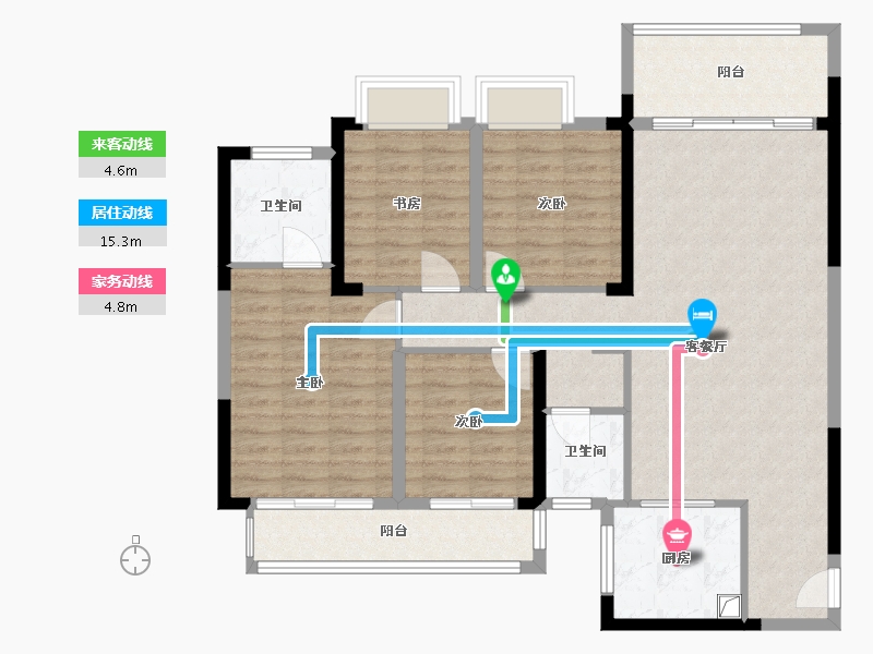 湖南省-长沙市-国欣向荣府-109.60-户型库-动静线