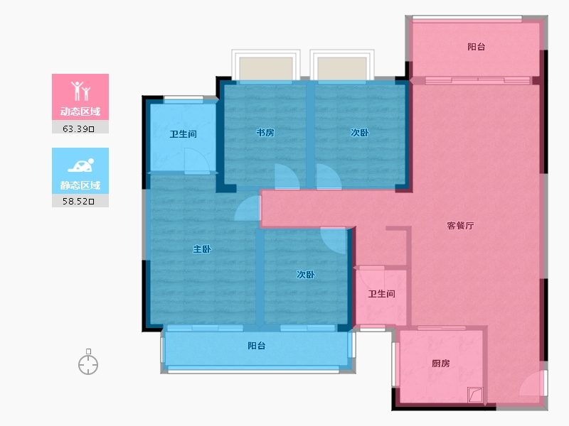 湖南省-长沙市-国欣向荣府-109.60-户型库-动静分区