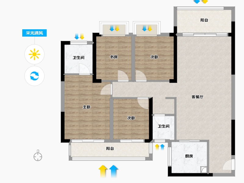 湖南省-长沙市-国欣向荣府-109.60-户型库-采光通风