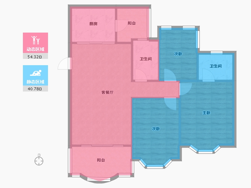 广东省-广州市-祈福新邨-87.45-户型库-动静分区