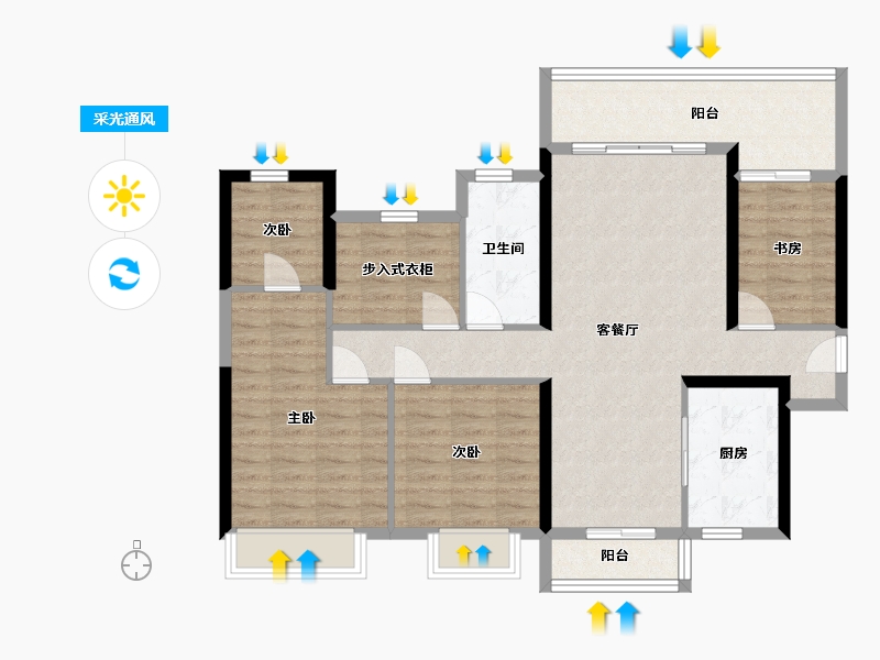 湖南省-湘潭市-美的莲城首府-127.00-户型库-采光通风