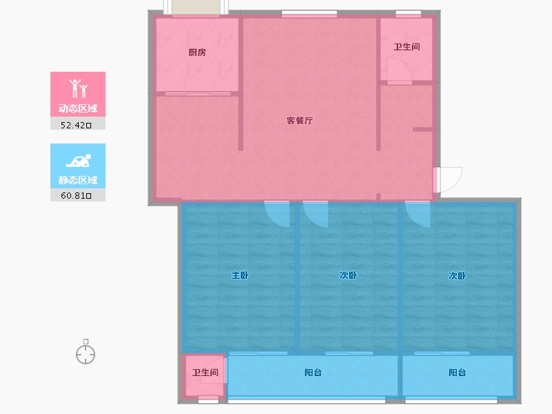 陕西省-咸阳市-安居三村-87.20-户型库-动静分区