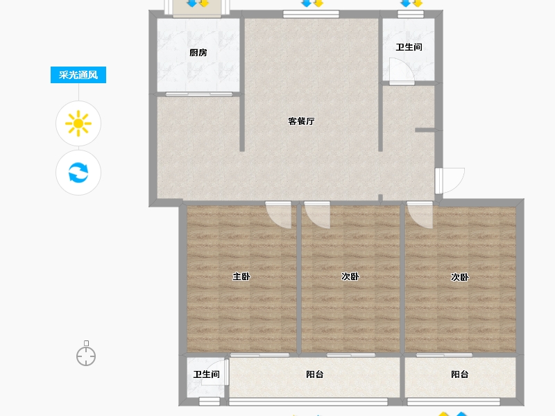 陕西省-咸阳市-安居三村-87.20-户型库-采光通风