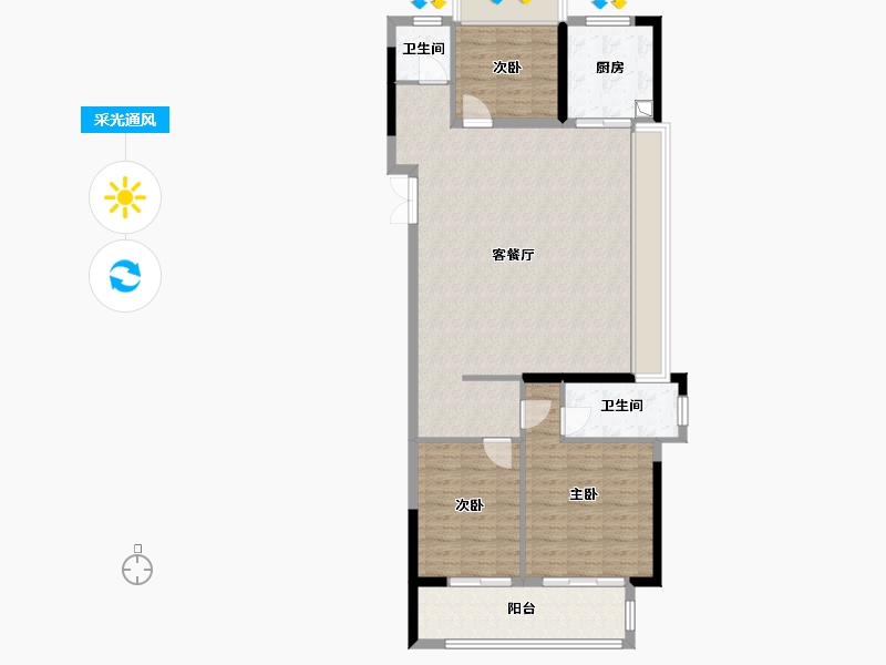 江苏省-徐州市-丰县吾悦华府-107.34-户型库-采光通风