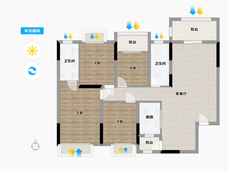 广西壮族自治区-桂林市-玉桂府-97.60-户型库-采光通风