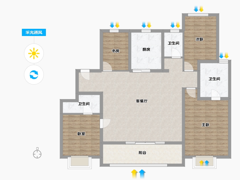 浙江省-杭州市-岸芷汀兰-134.40-户型库-采光通风