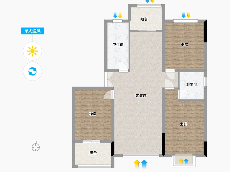 河南省-郑州市-亚太明珠-116.00-户型库-采光通风