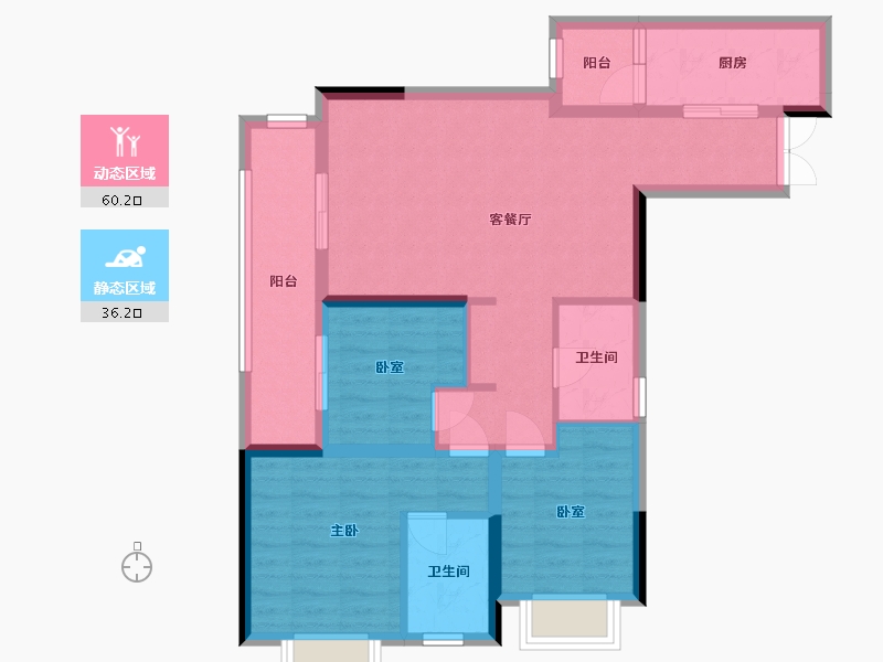 重庆-重庆市-吾悦公馆-88.88-户型库-动静分区