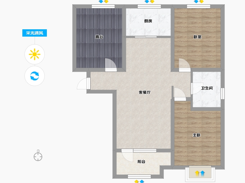 河北省-廊坊市-永定河孔雀城剑桥郡2期-90.00-户型库-采光通风