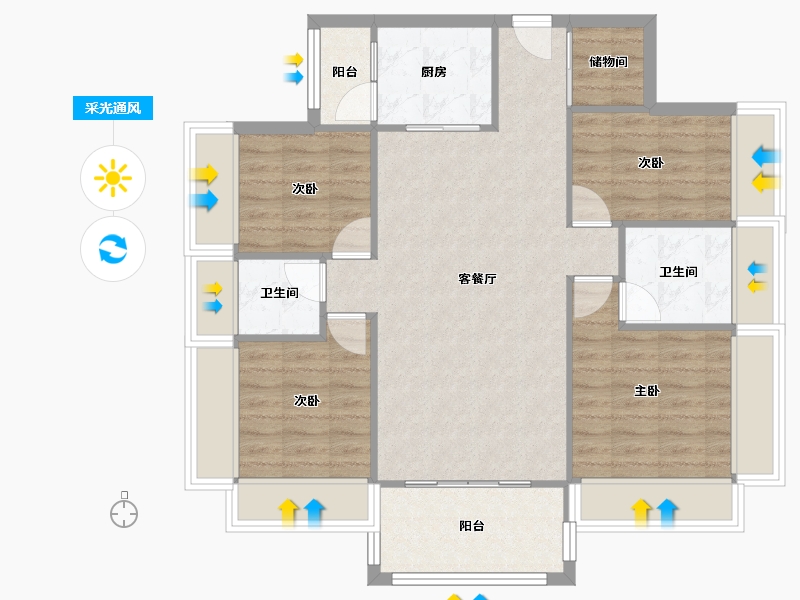 广东省-中山市-南洲潮汇湾-91.00-户型库-采光通风