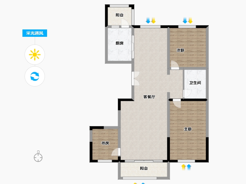 新疆维吾尔自治区-吐鲁番地区-新时代花园-125.60-户型库-采光通风