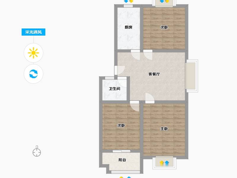 山东省-潍坊市-壹品御苑-74.40-户型库-采光通风