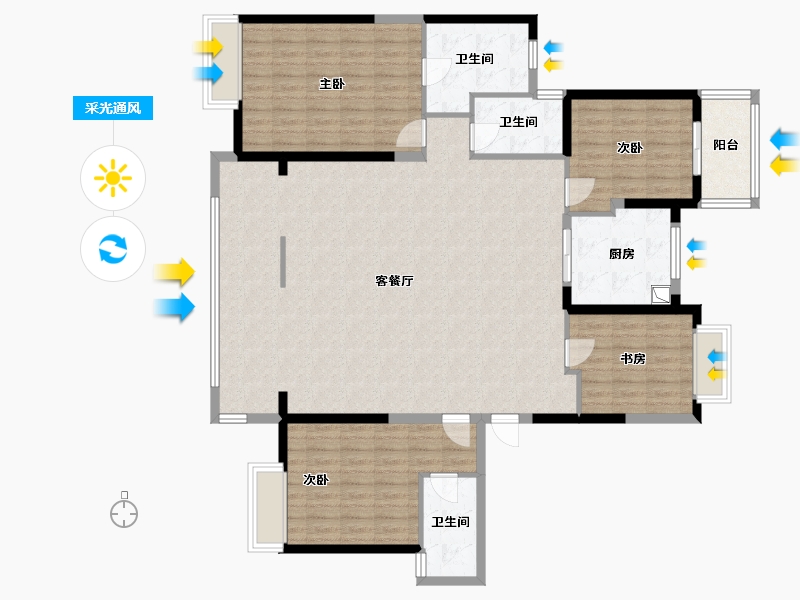 福建省-泉州市-湖滨花园-154.89-户型库-采光通风