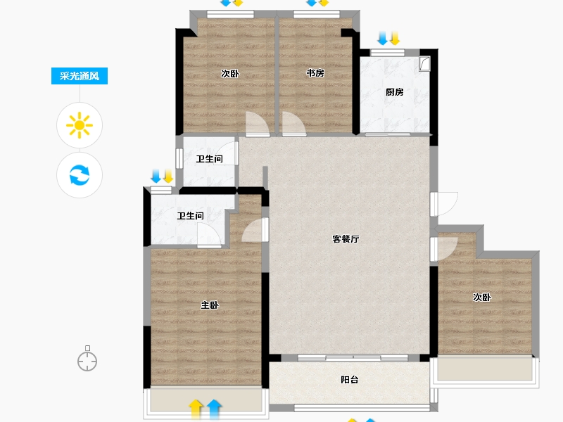 江苏省-盐城市-珺和府-110.00-户型库-采光通风