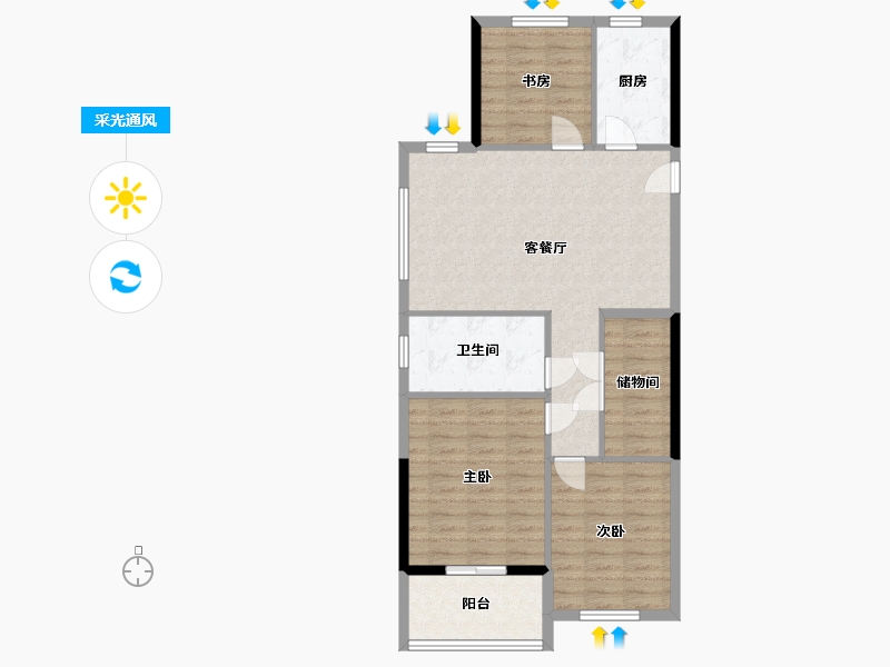 浙江省-台州市-海景名苑-93.60-户型库-采光通风