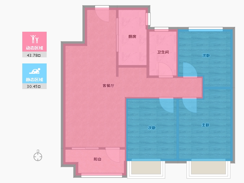 河北省-石家庄市-绿城诚园-76.00-户型库-动静分区