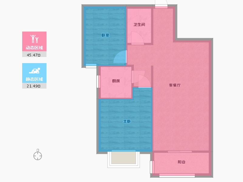 山东省-菏泽市-康馨雅苑-61.35-户型库-动静分区