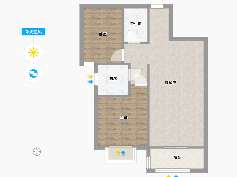 山东省-菏泽市-康馨雅苑-61.35-户型库-采光通风