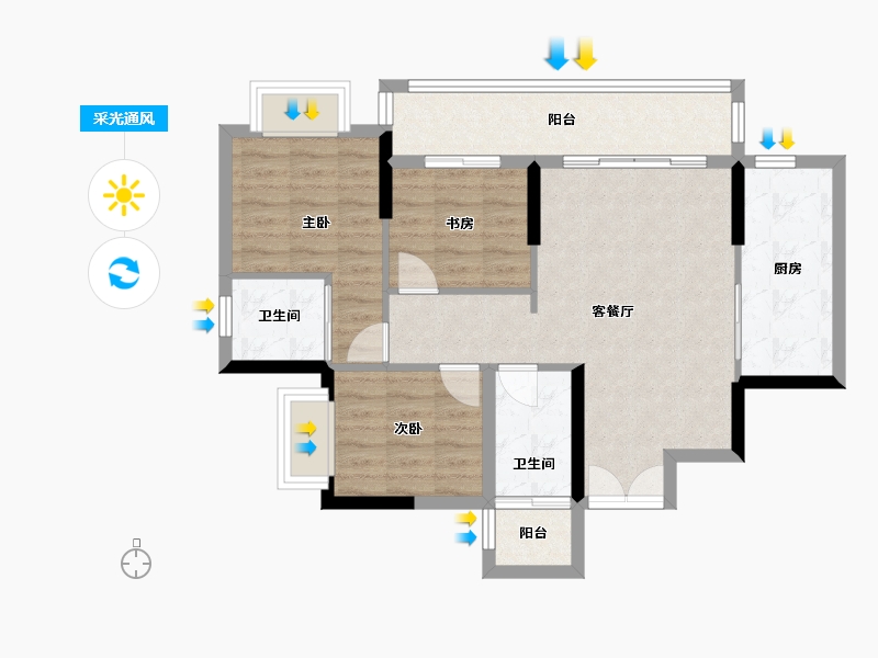 贵州省-毕节市-创美东方院子-88.70-户型库-采光通风