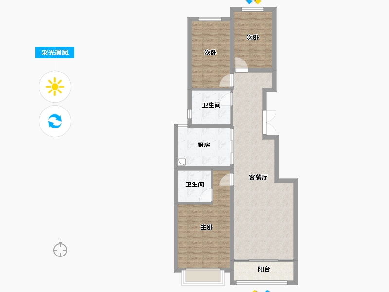 河北省-石家庄市-金麦加和誉府东区-98.98-户型库-采光通风